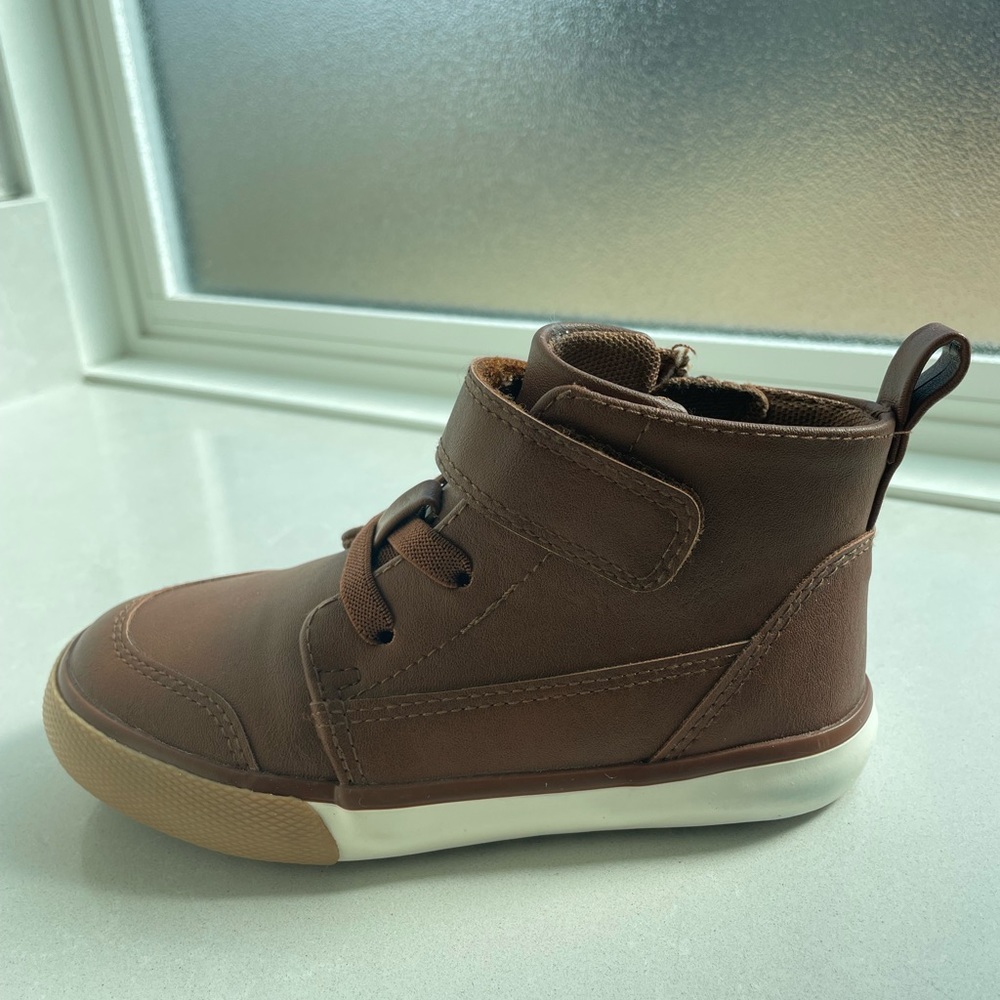 Brown faux leather toddler bottoms